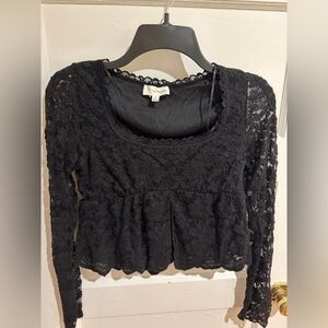 La Peche Black Lace Women Top